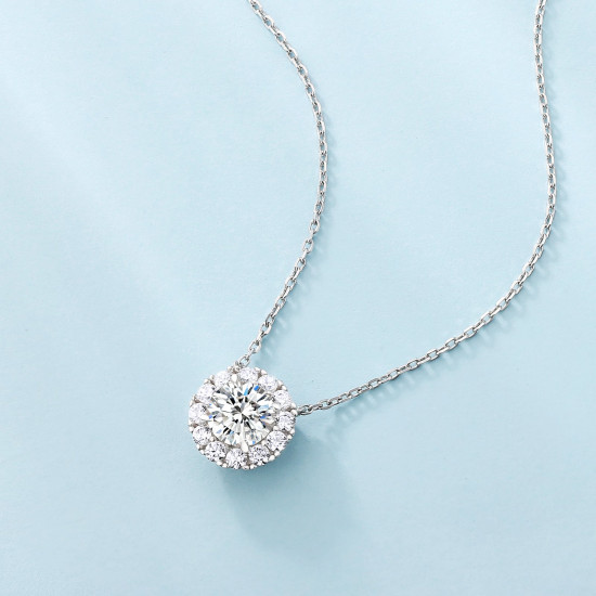 1.0 Carats VVS1 Moissanite Round Vintage Sparkling Women Pendant Necklace