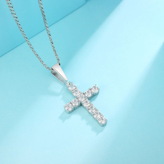 Sparkly 1.10 Carats VVS1 Moissanite Cross Pendant for Men