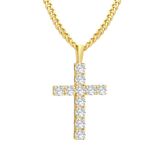 Bling 1.10 Carats VVS1 Moissanite Cross Pendant for Men 14K Gold