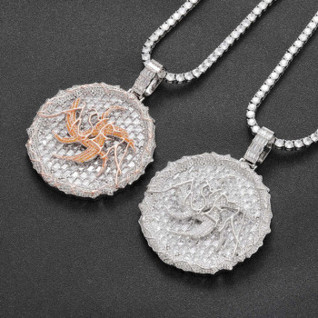 Modern Iced Out 6cm  Round Pendant with 4mm CZ Diamond Tennis Chain