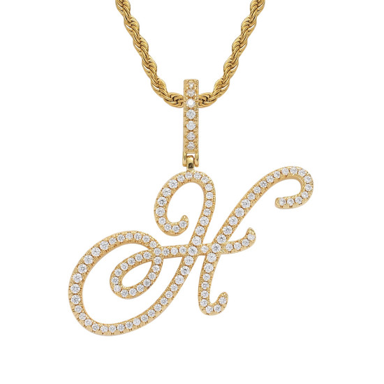 Trendy Artistic English Letter Hip Hop Pendent with 6mm Rope Chain