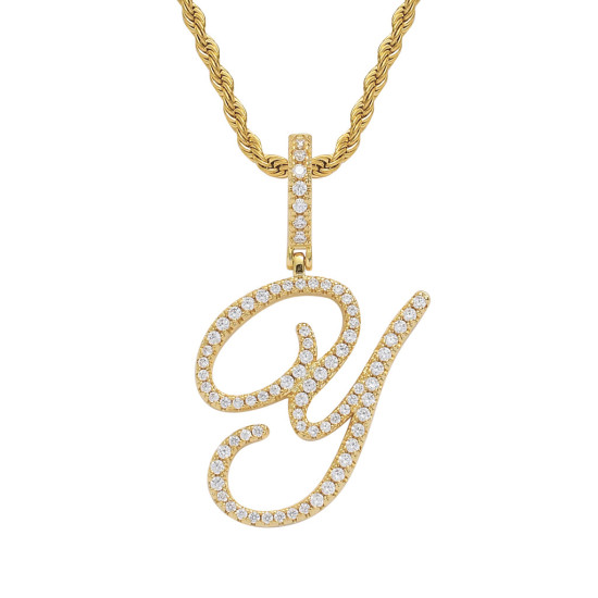 Trendy Artistic English Letter Hip Hop Pendent with 6mm Rope Chain