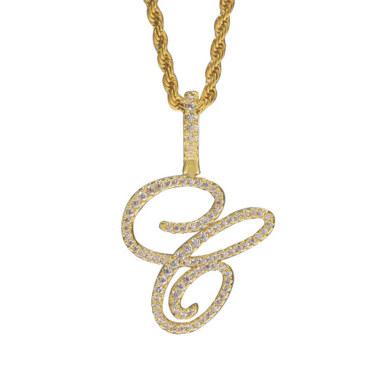 Trendy Artistic English Letter Hip Hop Pendent with 6mm Rope Chain