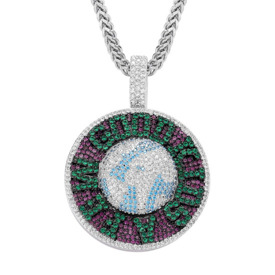 Fashion Hip Hop Rotatable Round Pendant with StainlessSteel Chain