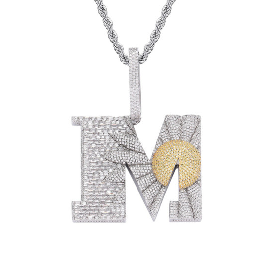 Iced Out M Small Daisy Pendant with Chain for Men