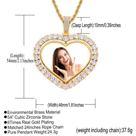 Customize Fashion Sweetheart Photos Double Side Pendant ( Send us Photo)