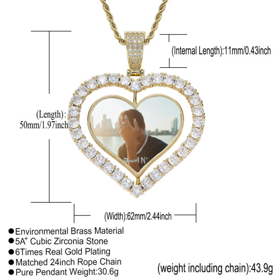 Customize Fashion Sweetheart Photos Double Side Pendant ( Send us Photo)