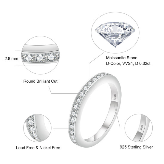 Glamorous 0.32 Carats VVS1 Moissanite Stone Rings for Women