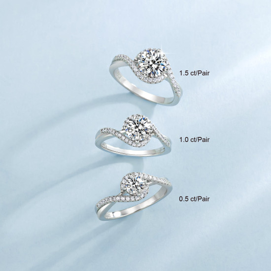 Trendy 0.50/1.00/1.50ct Carats VVS1 Moissanite Rings for Women 