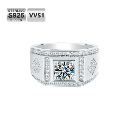 Fashion 1.0 Carats VVS1 Moissanite Men Ring