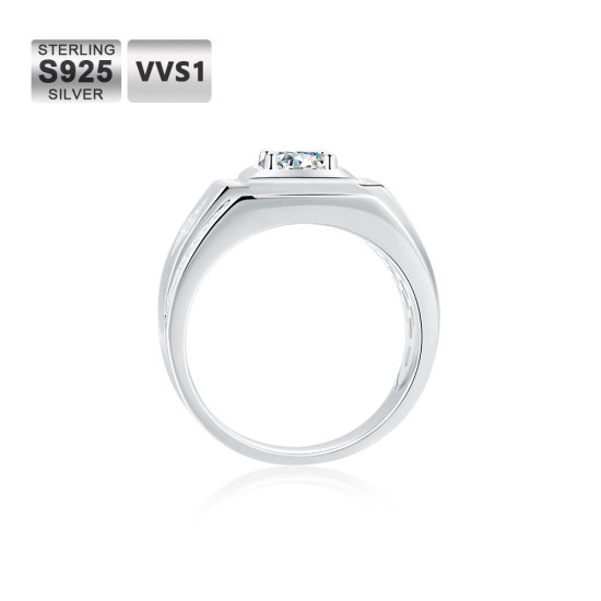 Fashion 1.0 Carats VVS1 Moissanite Men Ring