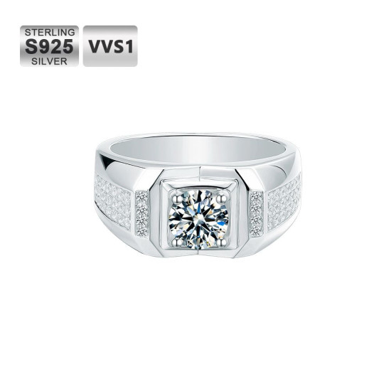 Cool 1.0 Carats VVS1 Moissanite Men Ring