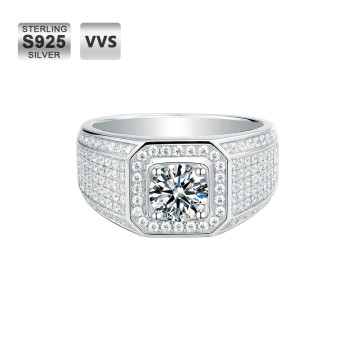 Trendy 1.0 Carats VVS1 Moissanite Men Ring