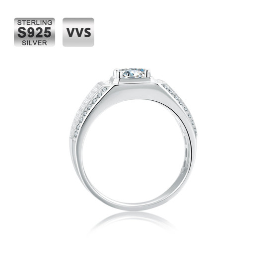 Trendy 1.0 Carats VVS1 Moissanite Men Ring