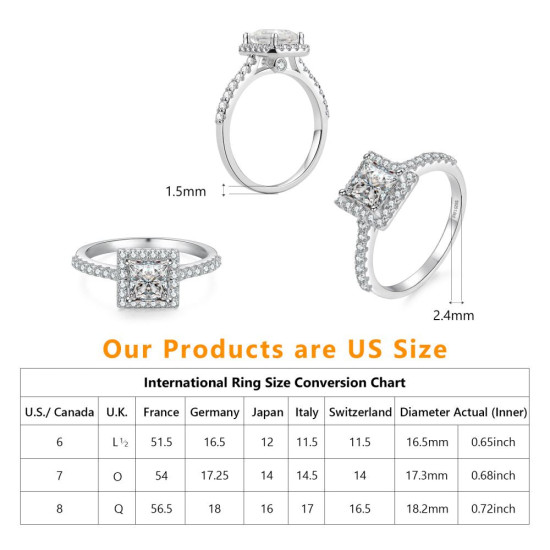 Modern Square 1.0 Carats VVS1 Moissanite Rings for Women