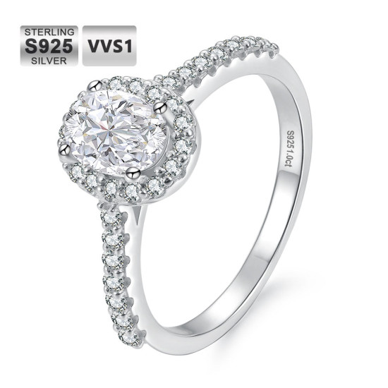 Trendy Oval 1.0 Carats VVS1 Moissanite Rings for Women