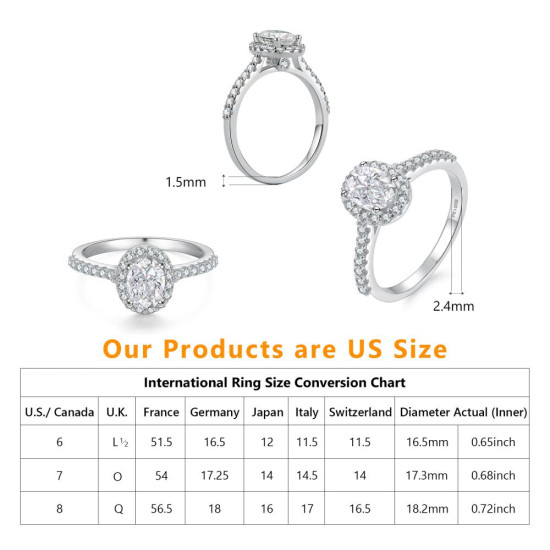 Trendy Oval 1.0 Carats VVS1 Moissanite Rings for Women