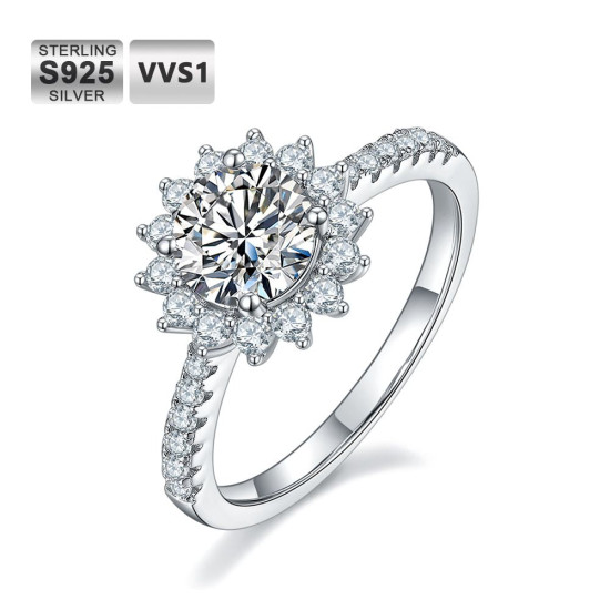 Cool Sun Flower 1.0 Carats VVS1 Moissanite Rings for Women