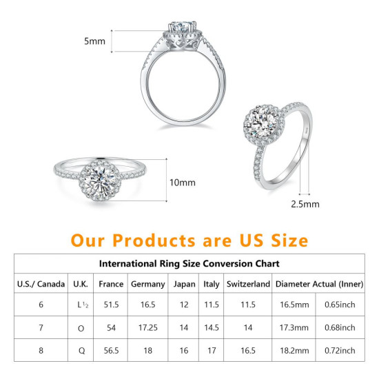 Iced Round 1.0 Carats VVS1 Moissanite Rings for Women