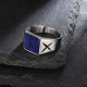 Modern Square Lapis Lazuli Mens Ring