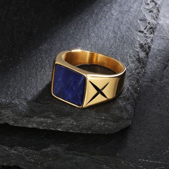 Modern Square Lapis Lazuli Mens Ring