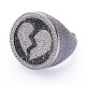 Sparkly Diamond CZ Heart Broken Ring for Men