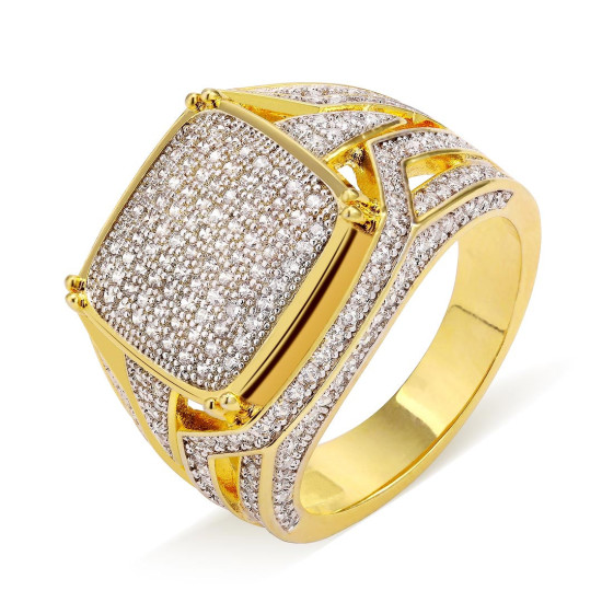 New Arrival Diamond CZ Platform Mens Ring