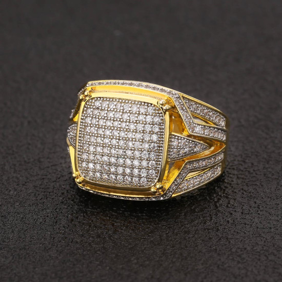 New Arrival Diamond CZ Platform Mens Ring