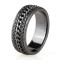 Iced Out Diamond CZ Black Gold Cuban Link Rotating Mens Ring 