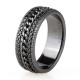 Iced Out Diamond CZ Black Gold Cuban Link Rotating Mens Ring 