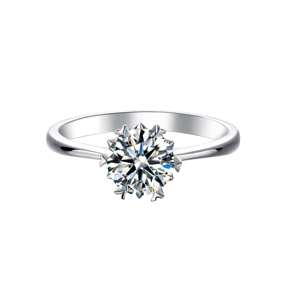 Simple 1.0 Carats Sterling Silver VVS1 Moissanite Rings