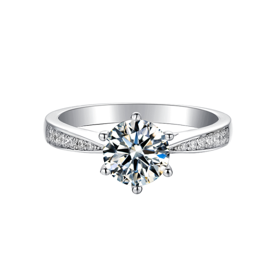 Dale 1.0 Carats Sterling Silver VVS1 Moissanite Rings