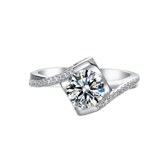 Debby Fasion1.0 Carats Sterling Silver Womens Moissanite Rings