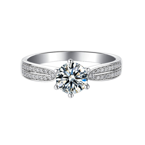 Edith 1.0 Carats Sterling Silver VVS1 Moissanite Rings for Women