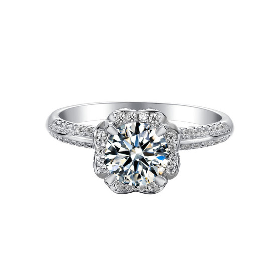 Edwina 1.0 Carats Sterling Silver VVS1 Moissanite Rings for Women