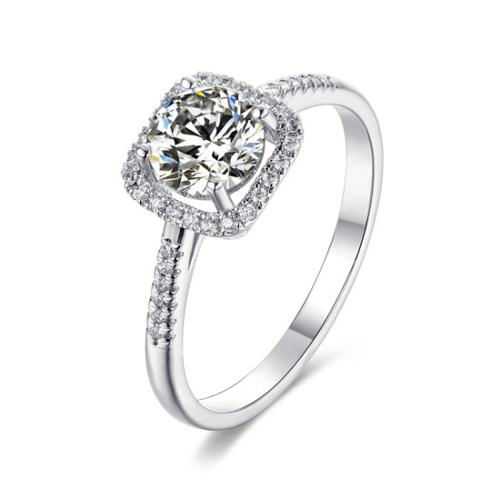 Elaine Classic 1.0 Carats Sterling Silver VVS1 Moissanite Rings