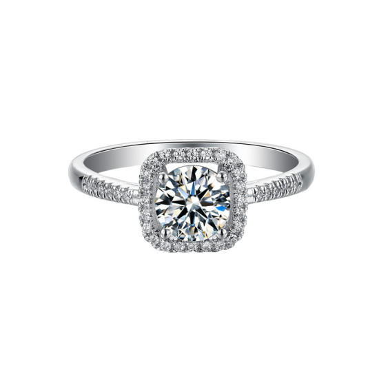 Elaine Classic 1.0 Carats Sterling Silver VVS1 Moissanite Rings