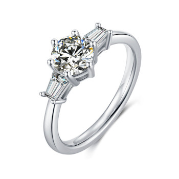 Elva Modern Carats Sterling Silver VVS1 Moissanite Rings