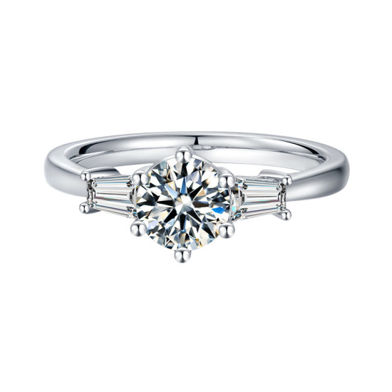 Elva Modern Carats Sterling Silver VVS1 Moissanite Rings