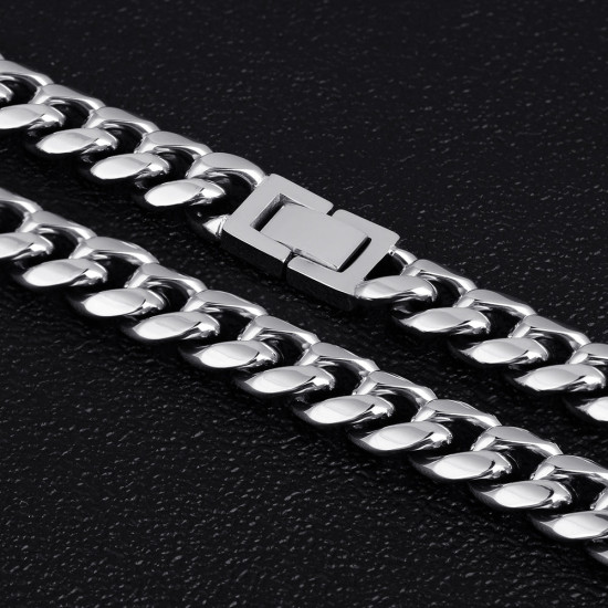 10mm Stainless Steel Miami Cuban Link Chain and Bracelet Set for Men