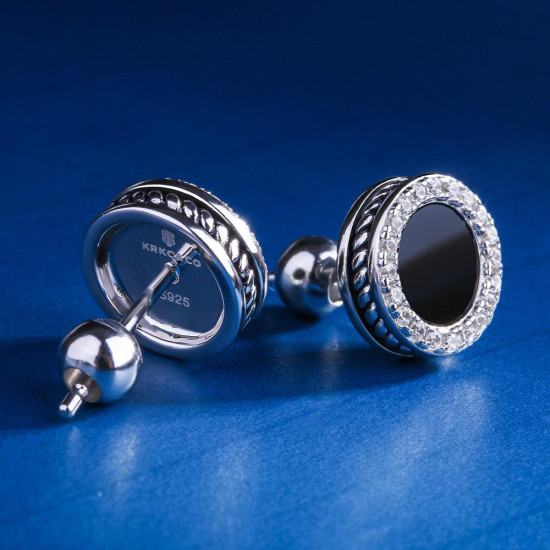 Iced Full Diamond Ring and Onyx Earrings Set