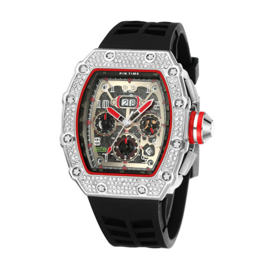 Fashion Hollow Mechanical Men's Watch with Silicone Strap