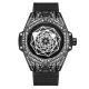 Hip-hop Style Black Diamond Silicone Sports Waterproof Quartz Watch