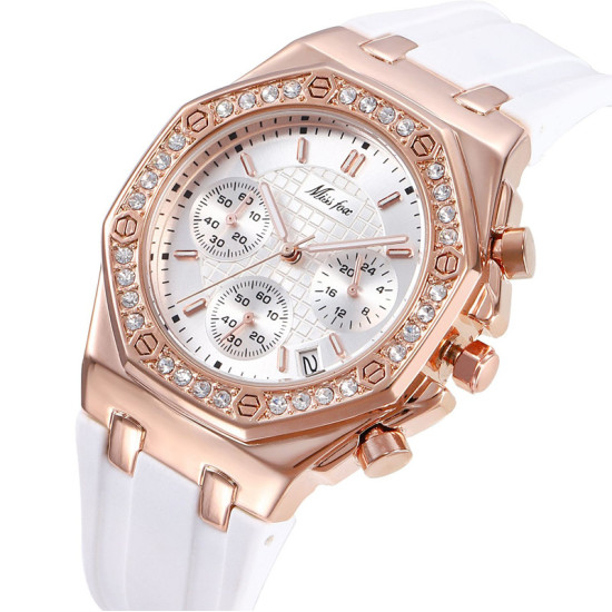 Cool Baguette Cut Women Watch with Silicone Strap