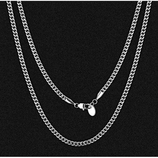 Iceforall 3mm Micro Stainless Steel Cuban Link Chain with Lobster Clasp