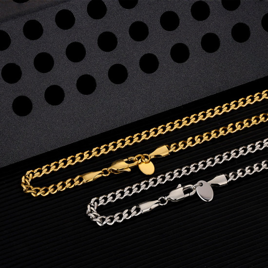 4mm Miami Stainless Steel Cuban Link Chain with Lobster Clasp 