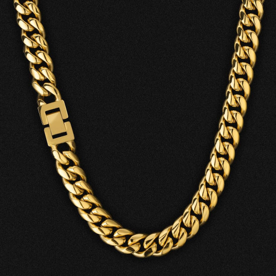 Fashion 12mm Miami Stainless Steel Cuban Link Chain