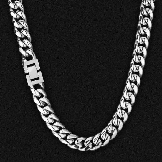 Fashion 12mm Miami Stainless Steel Cuban Link Chain