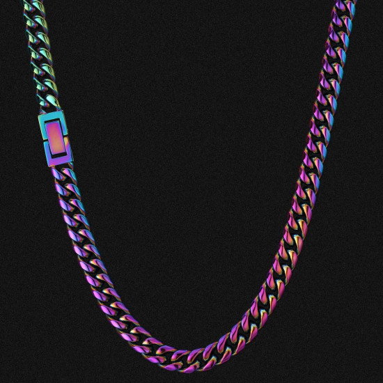 Hip Hop 8mm Miami Stainless Steel Cuban Link Chain with Lobster Clasp 