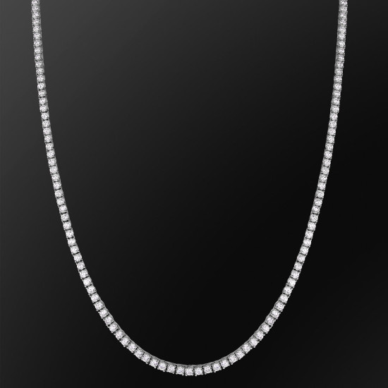 Iced Out 3mm White Gold CZ Diamond Mens Tennis Chain